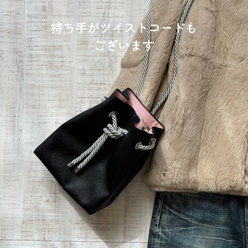 mm30さま専用　 エバゴス ソフトレザー巾着バッグ　ブラック CHOOSEBASE SHIBUYA レザー巾着バッグ【ブラック】｜JOGGO