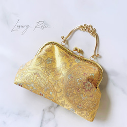 新作1点物！！京都西陣服部織物の最高級鳳凰柄箔の煌めき上品ゴールドパーティーバッグ帯バッグフォーマルバッグ 3枚目の画像