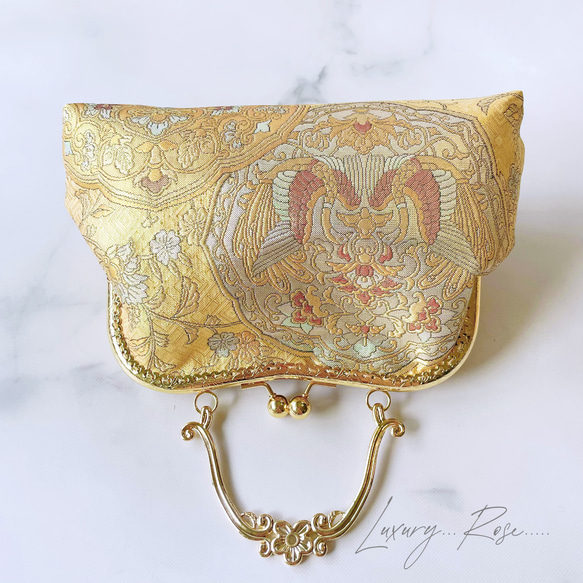 新作♡京都西陣服部織物の最高級格の高い柄箔の煌めき上品ゴールドバッグ 新作♡京都西陣服部織物の最高級格の高い柄箔の煌めき