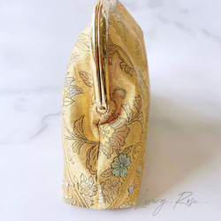 新作1点物！！京都西陣服部織物の最高級鳳凰柄箔の煌めき上品ゴールドパーティーバッグ帯バッグフォーマルバッグ 6枚目の画像