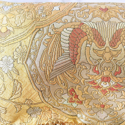 新作1点物！！京都西陣服部織物の最高級鳳凰柄箔の煌めき上品ゴールドパーティーバッグ帯バッグフォーマルバッグ 7枚目の画像