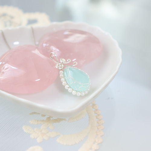 ブルーカルセドニー プラチナ ネックレス 92.5silver]ブルーカルセドニーネックレス(2color