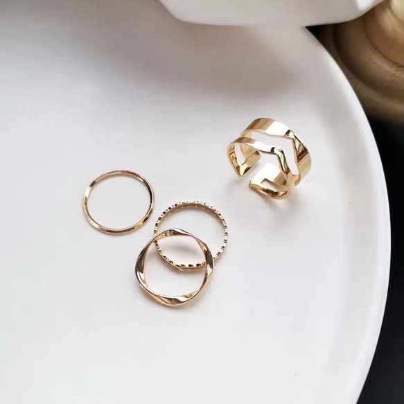 【4点1セット】ファッションシンプルシルバーゴールド　指輪　 11枚目の画像