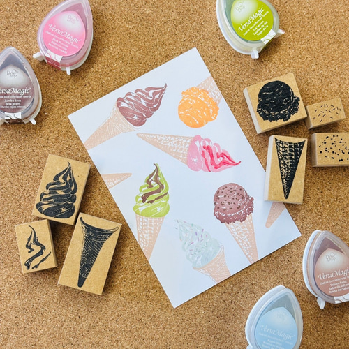 バージョンアップしたリアルな】アイスクリームスタンプセット はんこ