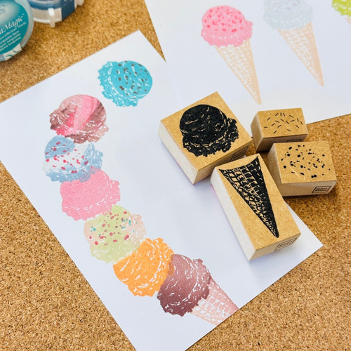 バージョンアップしたリアルな】アイスクリームスタンプセット はんこ