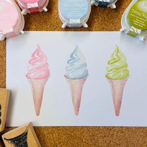 バージョンアップしたリアルな】ソフトクリームスタンプセット はんこ