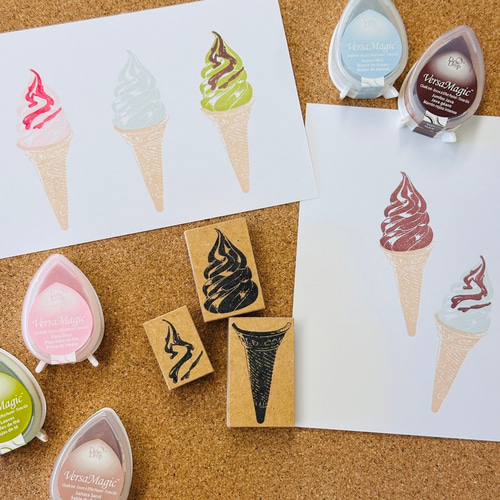 バージョンアップしたリアルな】ソフトクリームスタンプセット はんこ