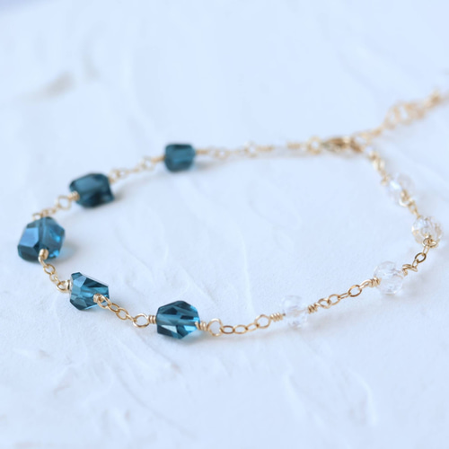 宝石質！14kgfロンドンブルートパーズブレスレット