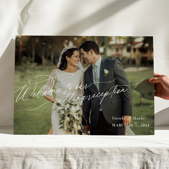 【最短翌日発送】データ無料♪ 海外風 ウェルカムボード 写真 シンプル パネル 結婚式 家族 記念日 3枚目の画像