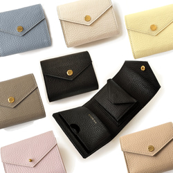 受注製作】 左利き用 少しレトロなオコシ金具ミニ財布 三つ折り財布