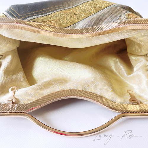 1点物スタイリッシュ♡ブラックゴールドのシャープ柄煌めき帯バッグ