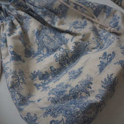 巾着バッグtoile de Jouy bleu+まん丸ポーチ 5枚目の画像