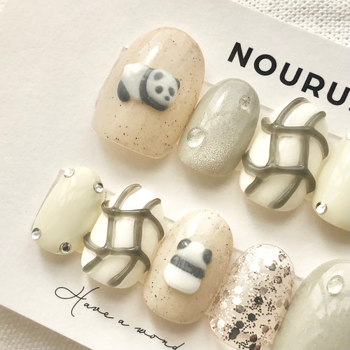 ゆるゆるパンダ【サイズオーダー制】￤ネイルチップ パンダ