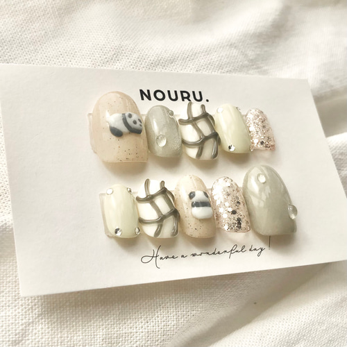 オーダー パンダ ソーダ フット ネイルチップ 確認用 ゆるゆるパンダ【サイズオーダー制】￤ネイルチップ パンダ