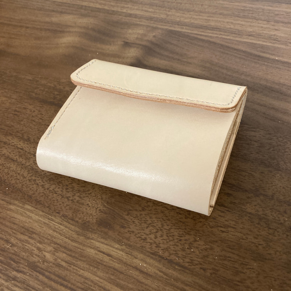 独特な 本革 牛革 ヌメ革 総手縫い コンパクトウォレット 三つ折り財布 財布・ケース・小物入れ