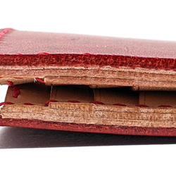 【ルガトー(赤)】手縫いの薄型二つ折り革財布 札入れ カード入れ 4枚目の画像