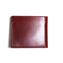 【ルガトー(赤)】手縫いの薄型二つ折り革財布 札入れ カード入れ 1枚目の画像
