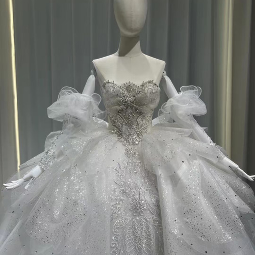 豪華ドレス！7ways激安 ロングトレーン 編み上げ 背中見せ 贅沢な花  