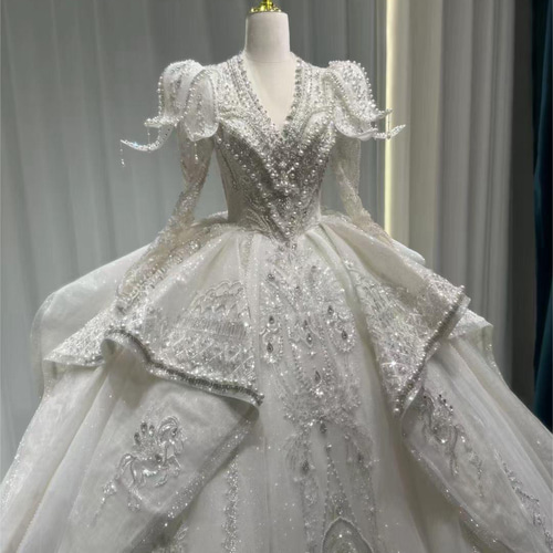 豪華ドレス！7ways激安 ロングトレーン 編み上げ 背中見せ 贅沢な花  