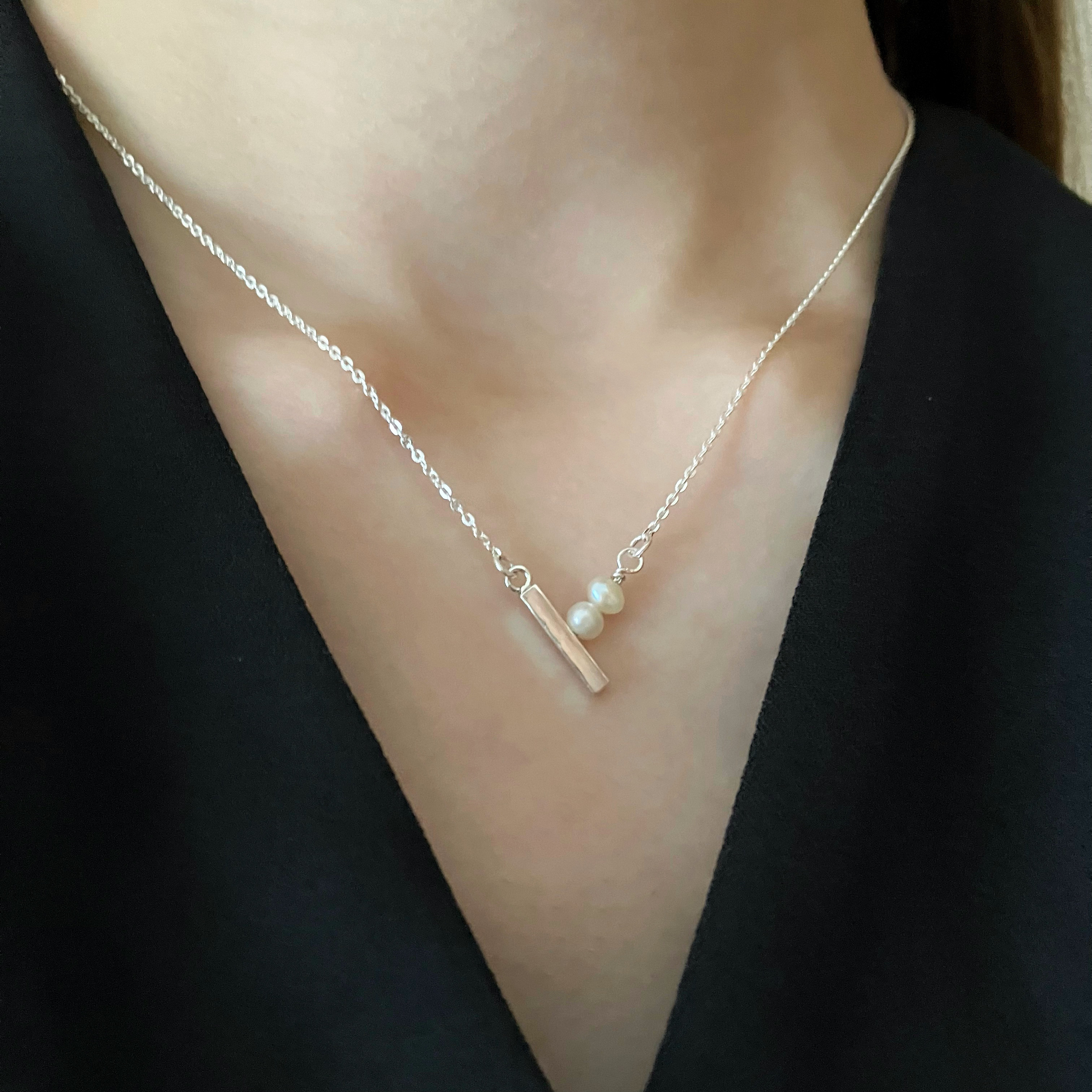 silver V line パールネックレス シルバー925 淡水パール