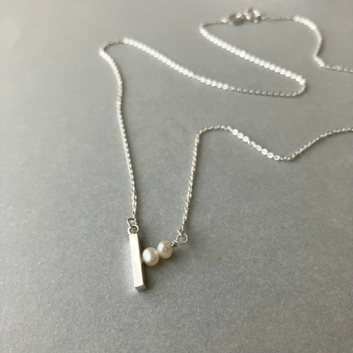 silver V line パールネックレス シルバー925 淡水パール ネックレス