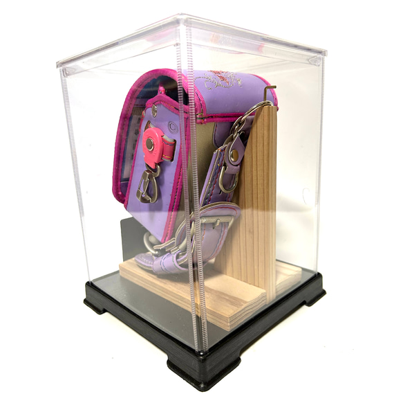 ミニランドセル用　透明ケース&木製台(ネームプレート付き)　単体購入版 5枚目の画像