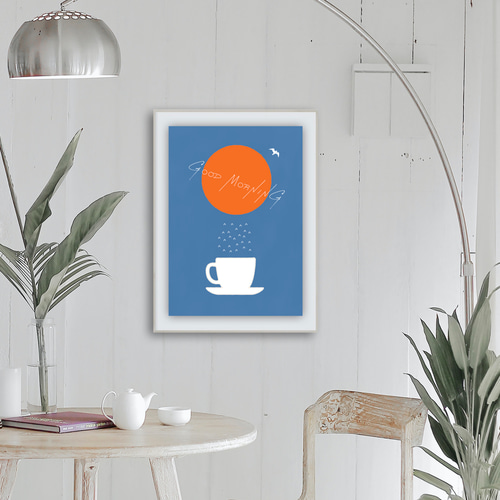 アートポスター GOOD MORNING COFFEE / コーヒー太陽 小鳥 モダン