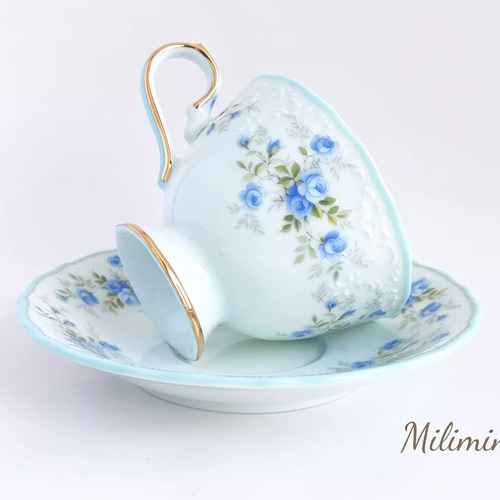 Pinder Brothers】 ローズのティーセット 3点 薔薇のレリーフ