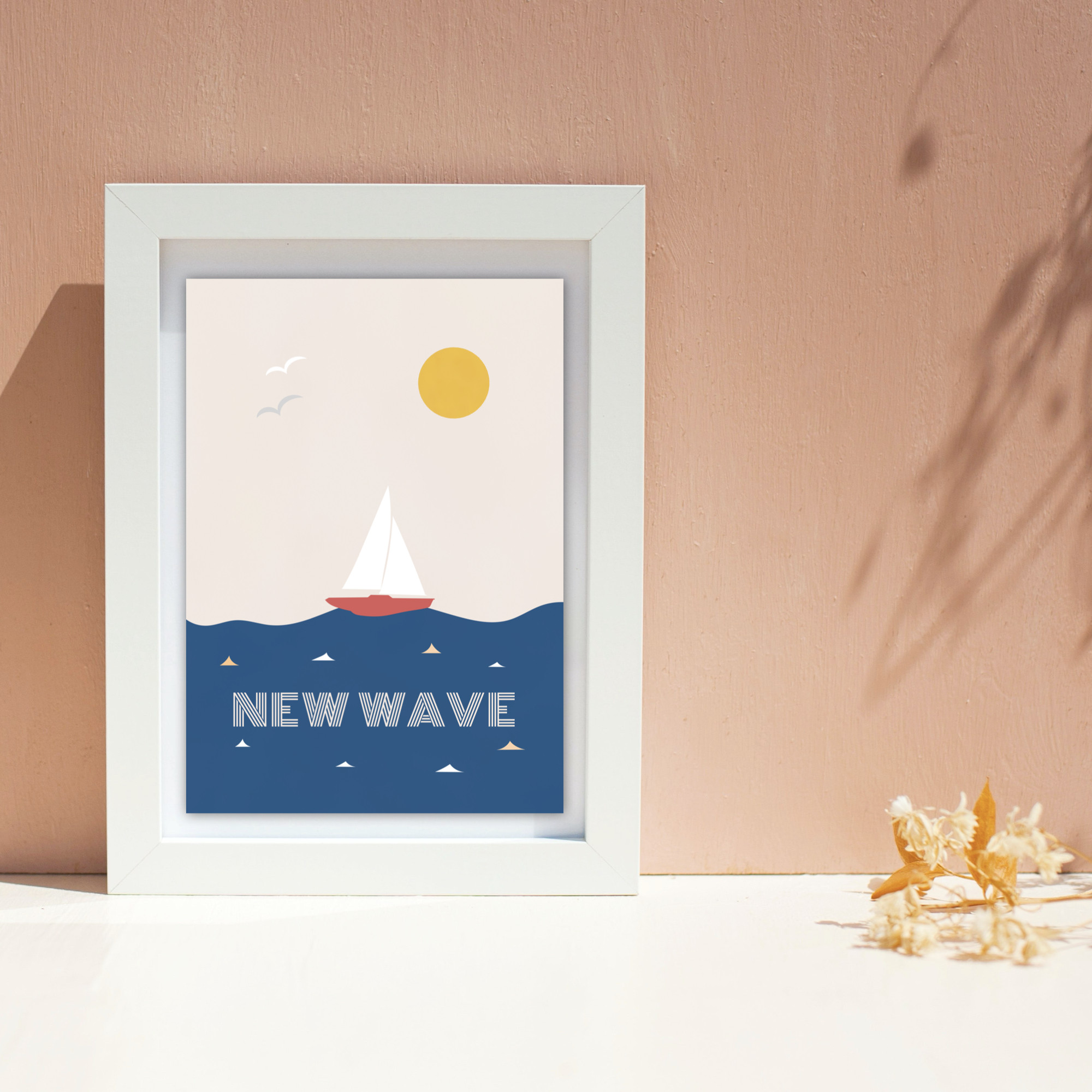 アートポスター NEW WAVE / 太陽 海 ヨット 自然 モダン ポップ