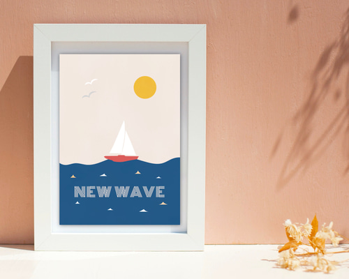 アートポスター NEW WAVE / 太陽 海 ヨット 自然 モダン ポップ