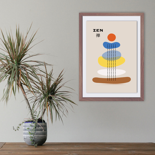 アートポスター ZEN 禅/ 瞑想 モダンデザイン ミニマル アート 写真