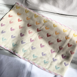 ふんわり六重織ガーゼのアイス枕カバー　fuwara カラフルハート 2枚目の画像