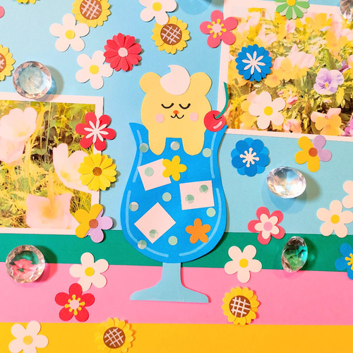 ラミネート可 写真 レトロ 色紙 壁面 アルバム 飾り ～白クジラの