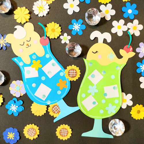 ラミネート可 写真 レトロ 色紙 壁面 アルバム 飾り ～白クジラの