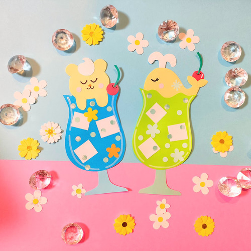 ラミネート可 写真 レトロ 色紙 壁面 アルバム 飾り ～白クジラの