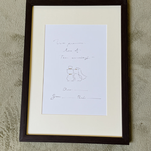 猫の結婚証明書【A4・手描き原画】ウェディング 記念品 その他ペーパー