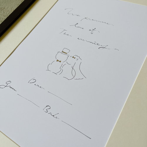 猫の結婚証明書【A4・手描き原画】ウェディング 記念品 その他ペーパー