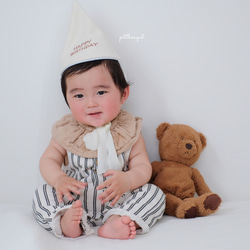 《バースデーパーティーハット》王冠　ベビークラウン　リボンクラウン　誕生日　赤ちゃん　one 1歳　2歳　3歳 2枚目の画像