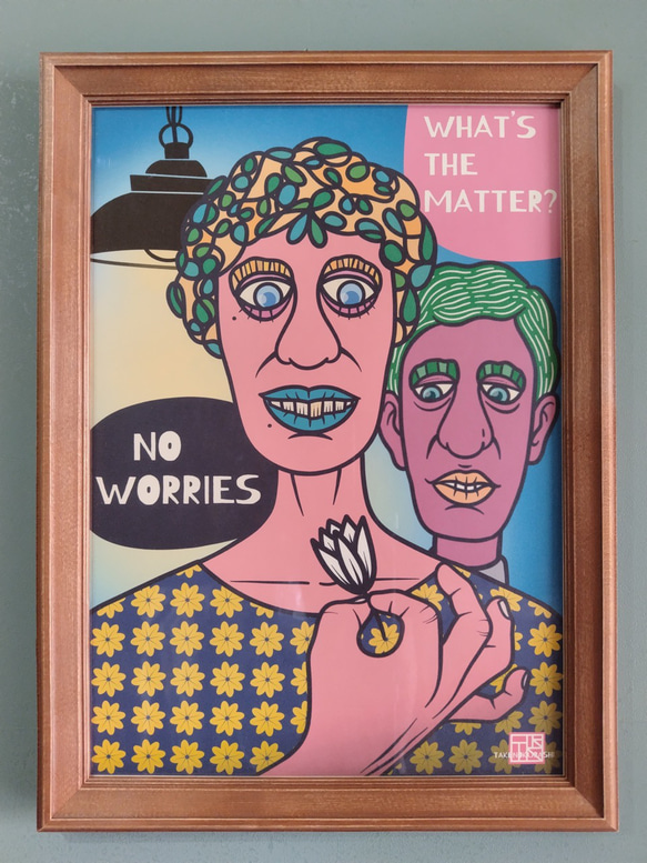 【NO WORRIES】  アート ポスター A4 A3 インテリア デザイン レトロ 1枚目の画像