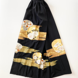 黒留袖着物リメイクウエストゴムロングスカート送料無料フリーサイズ1点物黒留袖着物リメイクロングスカートNO.1935 5枚目の画像