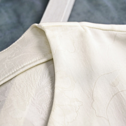 ジャガード織とんす生地ワンピース　Vネック5分袖丈ワンピース　グリーンとベージュ2色　M-2XL　L366　 7枚目の画像