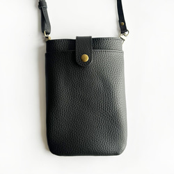本革スマホポシェット（スタイリッシュなブラック）　防水レザー　調整可能なショルダーストラップ 　 2枚目の画像