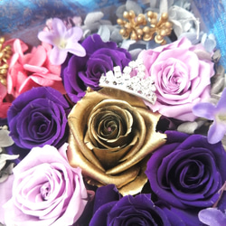 母親節日式盒裝永生花紫色薰衣草金 第3張的照片
