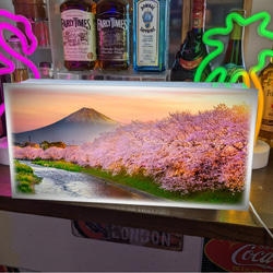 【壁掛け Lサイズ オーダー無料】富士山 さくら 桜 渓流 景色 写真 日本風景 照明 看板 置物 雑貨 ライトBOX 2枚目の画像