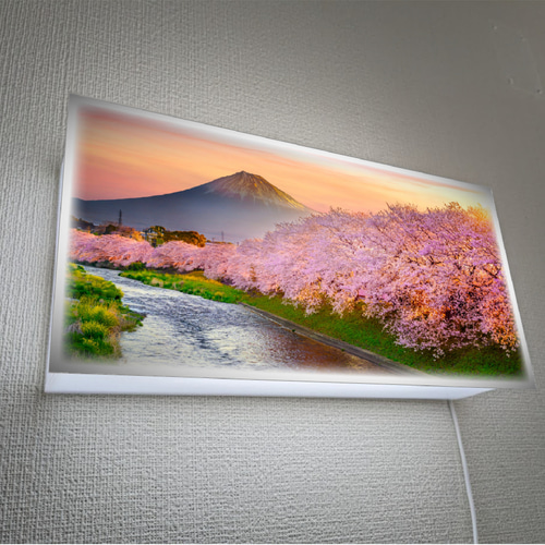 壁掛け Lサイズ オーダー無料】富士山 さくら 桜 渓流 景色 写真 日本