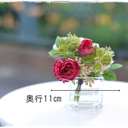 母の日ギフト【Creema限定】フェイクウォーター・シェルピンクとラズベリー色のバラが可愛いミニブーケ　　 9枚目の画像