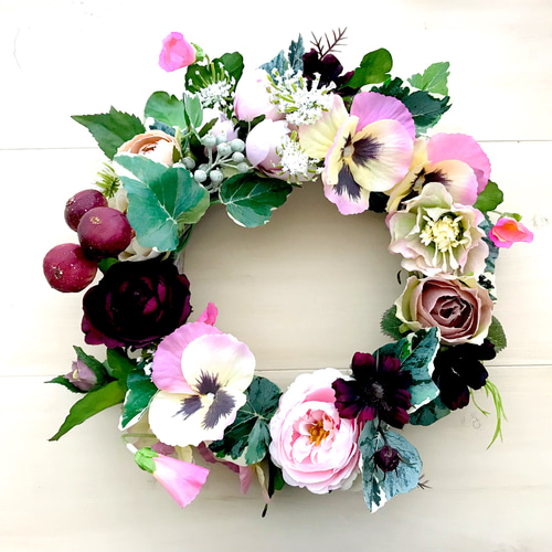 門出のリース『パンジーリース』23ｾﾝﾁ アーティフィシャル リース