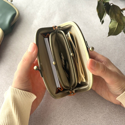 親子 がま口 ミニ財布 コンパクト財布 コインケース 小銭入れ カードケース 栃木レザー オイルレザー 浪曼派のがま口 6枚目の画像