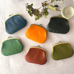 親子 がま口 ミニ財布 コンパクト財布 コインケース 小銭入れ カードケース 栃木レザー オイルレザー 浪曼派のがま口 1枚目の画像