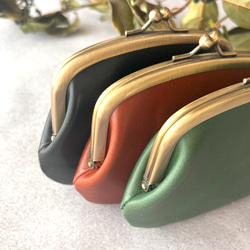 親子 がま口 ミニ財布 コンパクト財布 コインケース 小銭入れ カードケース 栃木レザー オイルレザー 浪曼派のがま口 4枚目の画像